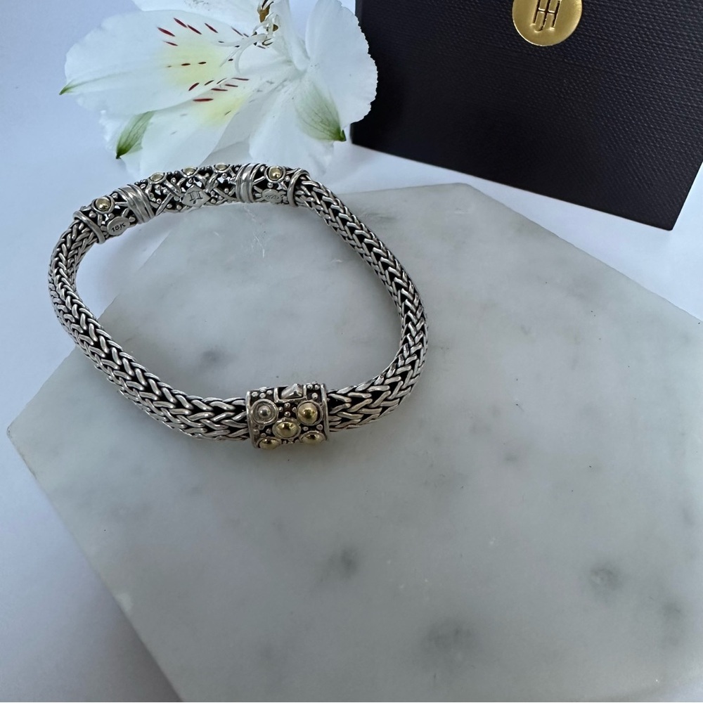 John Hardy Sterling Silver And 18k Gold Dot Collection Bracelet. - Picture 6 of 7